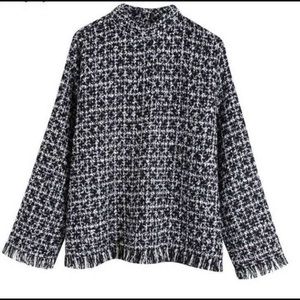 Zara tweed pullover top size XL